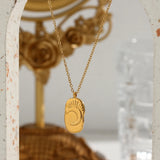 Delicate Small Oval Moon Star Pendant Necklace 18K Plated Stainless Steel