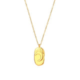 Delicate Small Oval Moon Star Pendant Necklace 18K Plated Stainless Steel