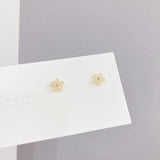 6 Pcs 14K Plated Flower Stud Earrings Jewelry Cubic Zircon Heart Key Earrings