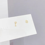 6 Pcs 14K Plated Flower Stud Earrings Jewelry Cubic Zircon Heart Key Earrings