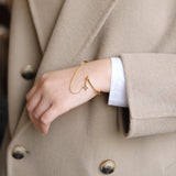Stainless Steel Plated Flower Charm Bangle Bracelet