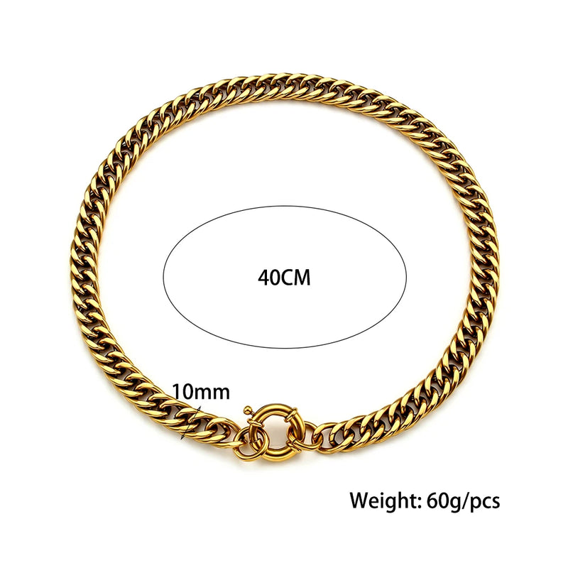 Chunky Vintage Cuban Chain Choker Necklace For Women