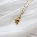 French Ladies CZ Necklace 18k Plated Twisted Chain