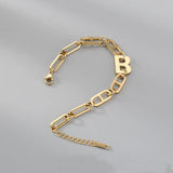 Metal Letter B Bracelet Stainless Steel Chain Bracelet For Women