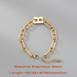 Metal Letter B Bracelet Stainless Steel Chain Bracelet For Women