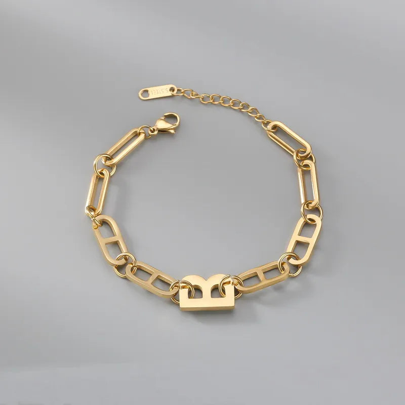 Metal Letter B Bracelet Stainless Steel Chain Bracelet For Women