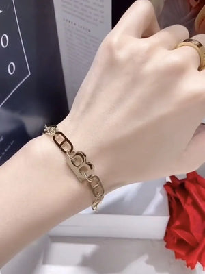 Metal Letter B Bracelet Stainless Steel Chain Bracelet For Women