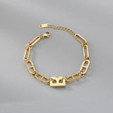Metal Letter B Bracelet Stainless Steel Chain Bracelet For Women
