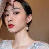 Pearl Irregular Pin Dangle Earrings For Woman Jewelry