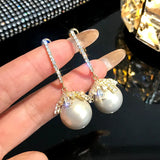 Pearl Irregular Pin Dangle Earrings For Woman Jewelry