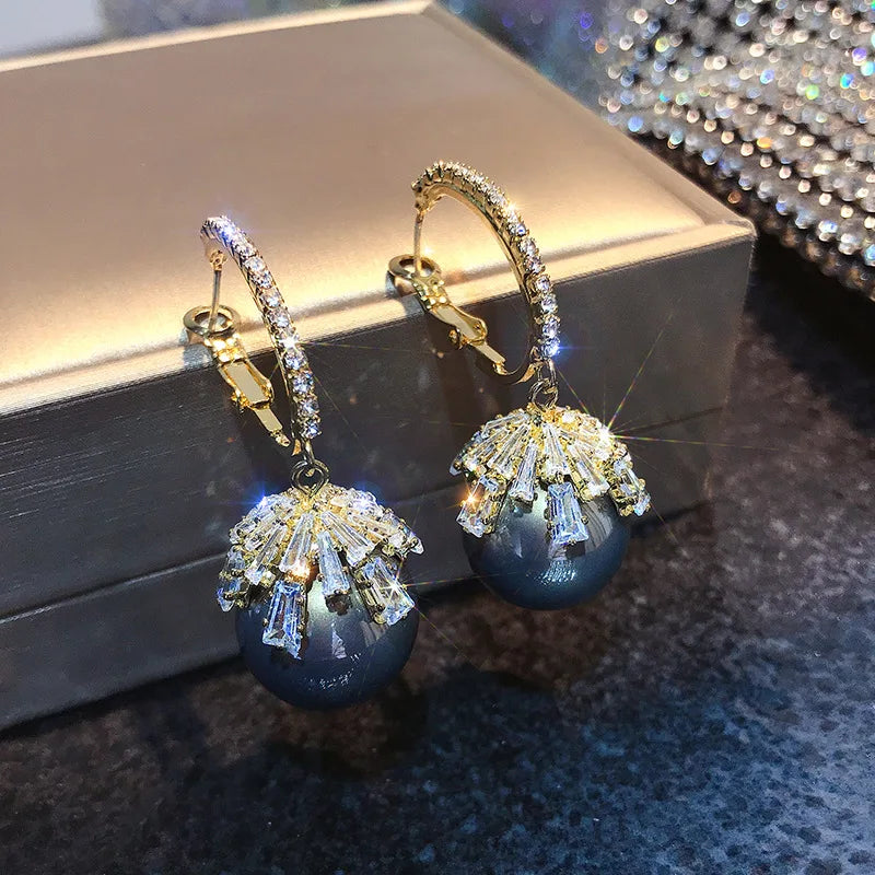 Pearl Irregular Pin Dangle Earrings For Woman Jewelry