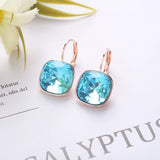 Square Stones Earrings With French Hook Lever Back