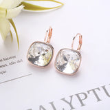 Square Stones Earrings With French Hook Lever Back