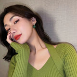 Green Pearl Earrings Party Girls' Accessories Jewelry For Woman