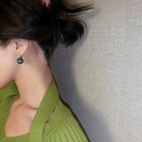 Green Pearl Earrings Party Girls' Accessories Jewelry For Woman