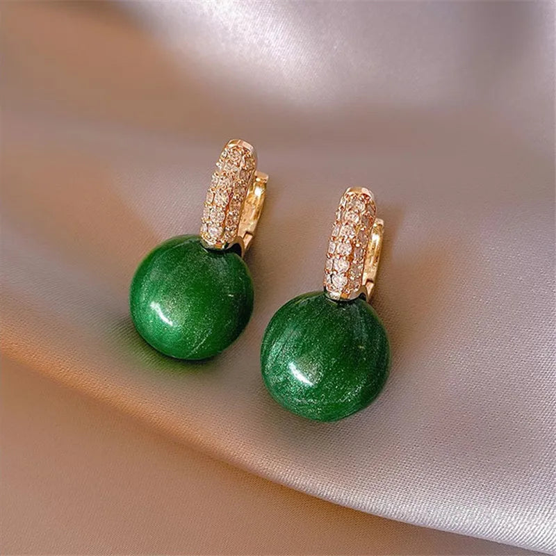 Green Pearl Earrings Party Girls' Accessories Jewelry For Woman