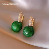 Green Pearl Earrings Party Girls' Accessories Jewelry For Woman