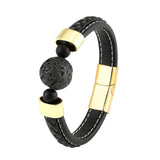 18mm Natural Volcanic Stone Men's Bracelet