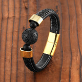 18mm Natural Volcanic Stone Men's Bracelet