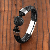 18mm Natural Volcanic Stone Men's Bracelet