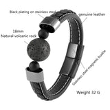 18mm Natural Volcanic Stone Men's Bracelet
