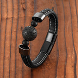 18mm Natural Volcanic Stone Men's Bracelet
