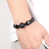 18mm Natural Volcanic Stone Men's Bracelet