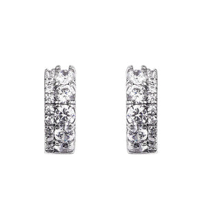 925 Silver Double Band Pave Hoop Earrings