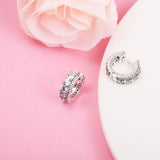 925 Silver Double Band Pave Hoop Earrings
