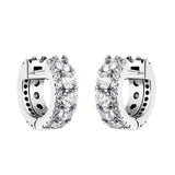 925 Silver Double Band Pave Hoop Earrings
