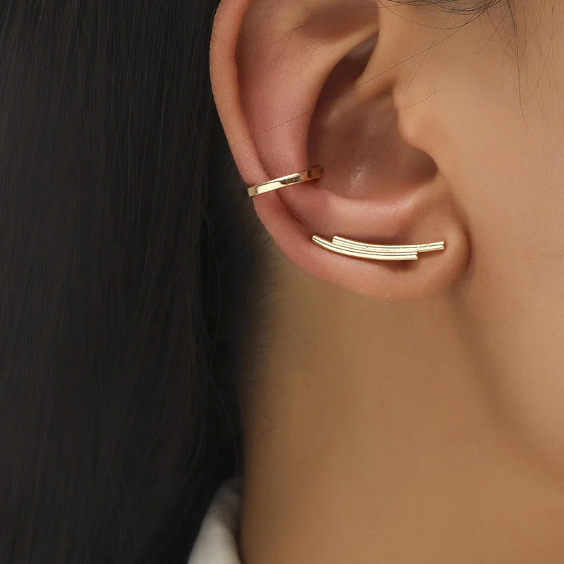 Bohemian Ear Cuffs Zircon Leaf Clip Earrings Women Climbers Stud Earring