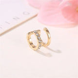 Bohemian Ear Cuffs Zircon Leaf Clip Earrings Women Climbers Stud Earring