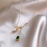 Baroque Pearl Pendant Colour Necklace Green Crystal Jewelry