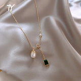 Baroque Pearl Pendant Colour Necklace Green Crystal Jewelry