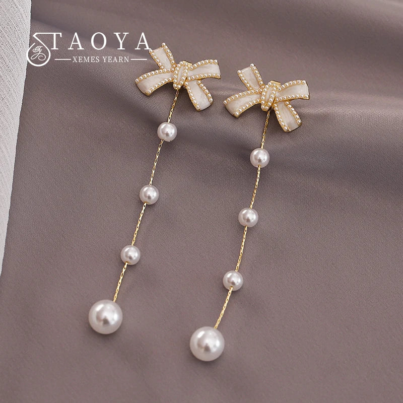 Pearl Tassel Long Earrings for Party Girls