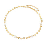 Bridal's Heart Pearl Choker Necklace Stainless Steel Plated Chain