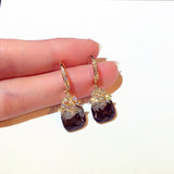 Zircon Flower Earrings for Women Dress Party Jewelry