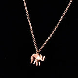 Elephant Pendant Necklace Rose Titanium Steel Woman Jewelry Christmas Gift