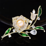 Enamel Flower Brooch Pearl Camellia Pin Charm Brooch Summer Decoration