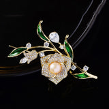 Enamel Flower Brooch Pearl Camellia Pin Charm Brooch Summer Decoration