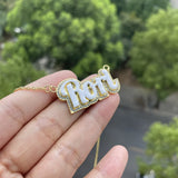 Enamel Name Necklace Women Personalized Name Necklace Rhinestone Pendant