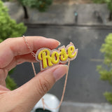 Enamel Name Necklace Women Personalized Name Necklace Rhinestone Pendant