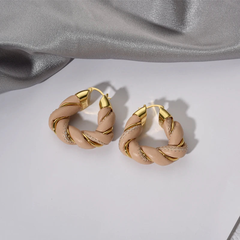 Candy Lambskin Leather Geometric Earrings