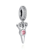 Hairdryer Bag Wine High Heels Beads Pendant Silver Bracelet