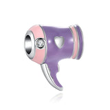Hairdryer Bag Wine High Heels Beads Pendant Silver Bracelet
