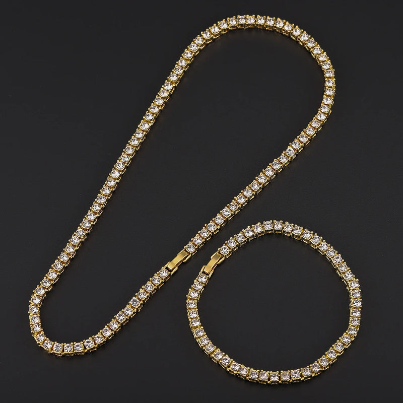 Rhinestone Men's Hip Hop Necklace Ice Tennis Chain Necklace
