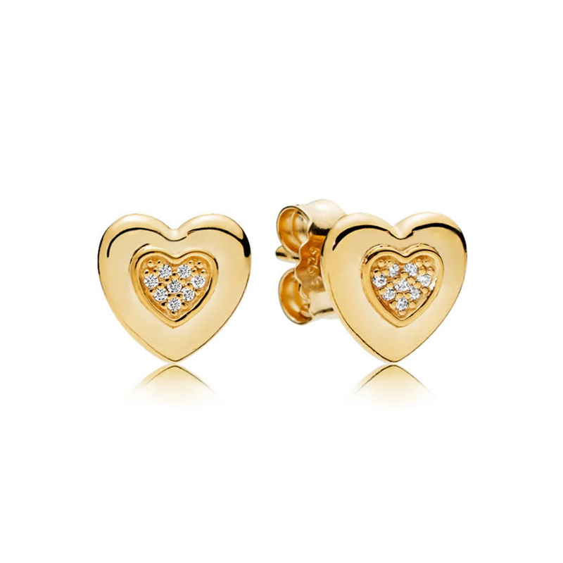 S925 Rose Silver Yellow Heart-shaped Earrings Pendant Jewelry Women