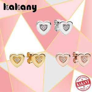 S925 Rose Silver Yellow Heart-shaped Earrings Pendant Jewelry Women
