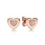 S925 Rose Silver Yellow Heart-shaped Earrings Pendant Jewelry Women