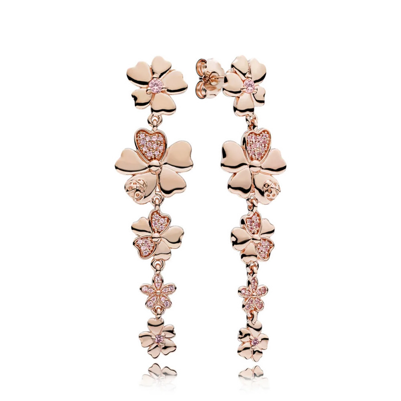 S925 Sterling Silver Bow Flower Feather Earrings for Women